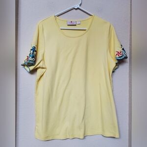 Quaker Factory Embroidered Bling Nautical Tee.  Size Large